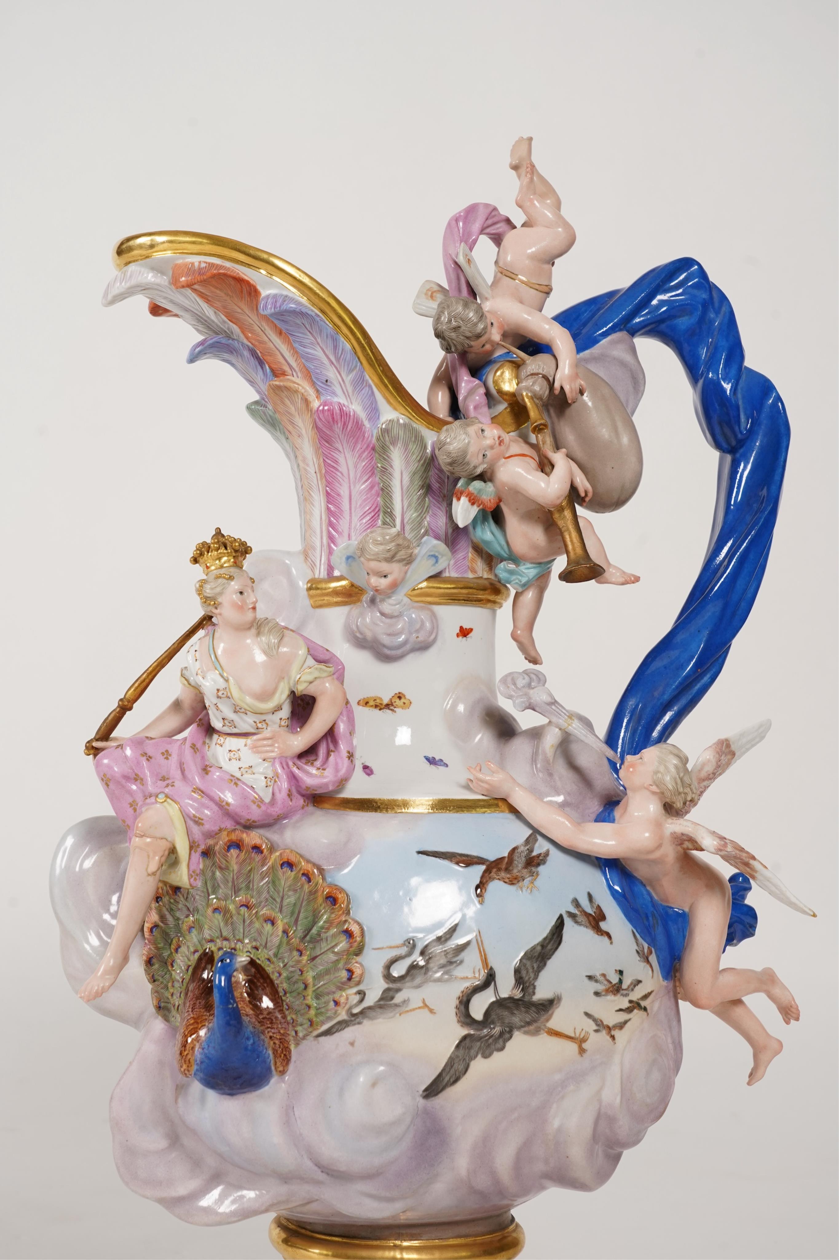 A large Meissen ‘Elements’ ewer, emblematic of air, late 19th century